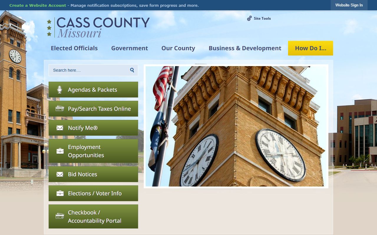Cass County Missouri website for marriage records and Recorder information