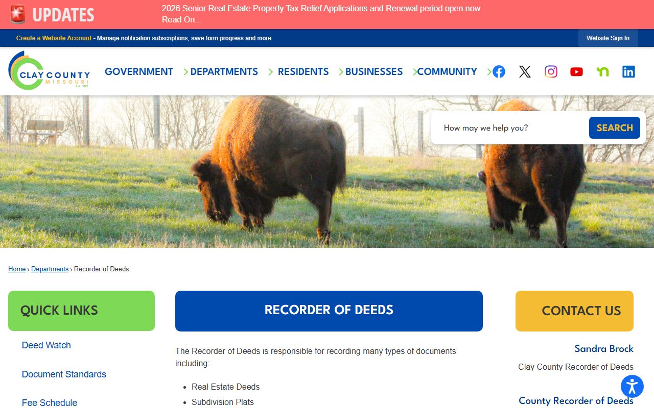 Clay County Missouri Recorder of Deeds page for marriage records