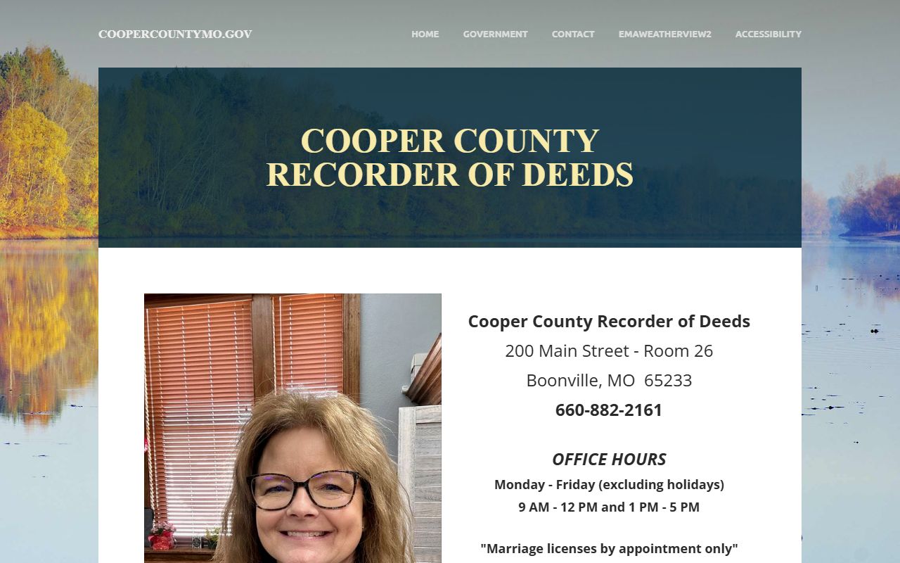 Cooper County Missouri Recorder of Deeds page for marriage records