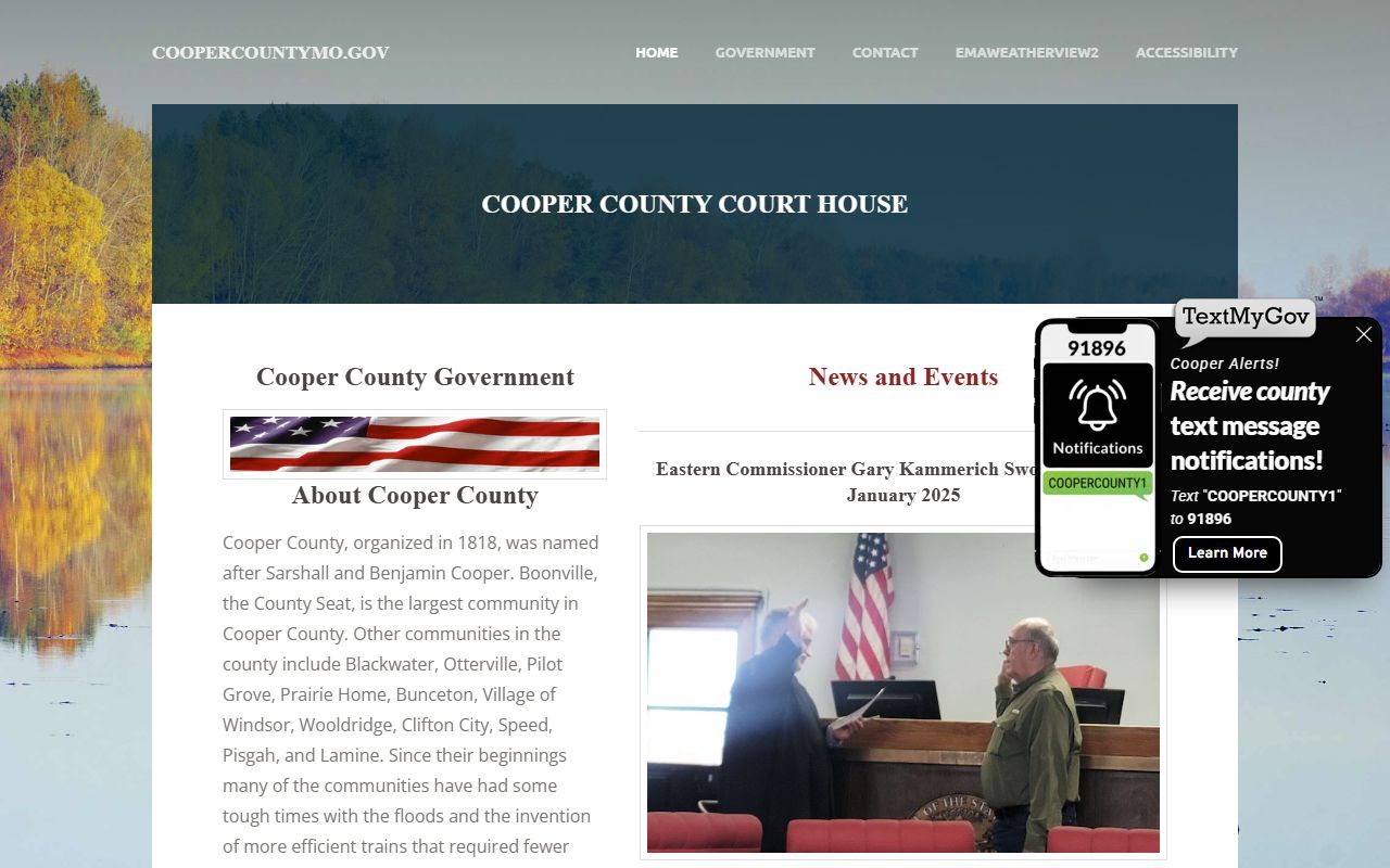 Cooper County Missouri website for marriage records information