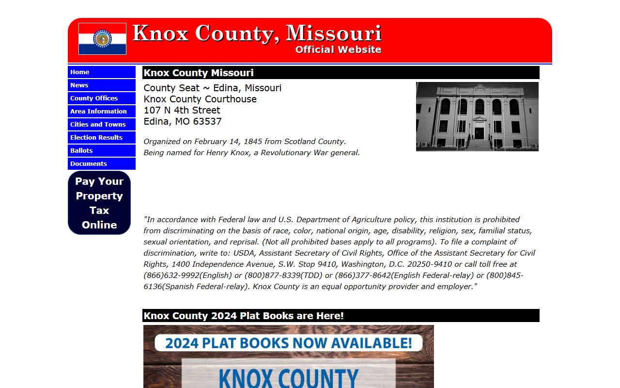Knox County Missouri government website for marriage records