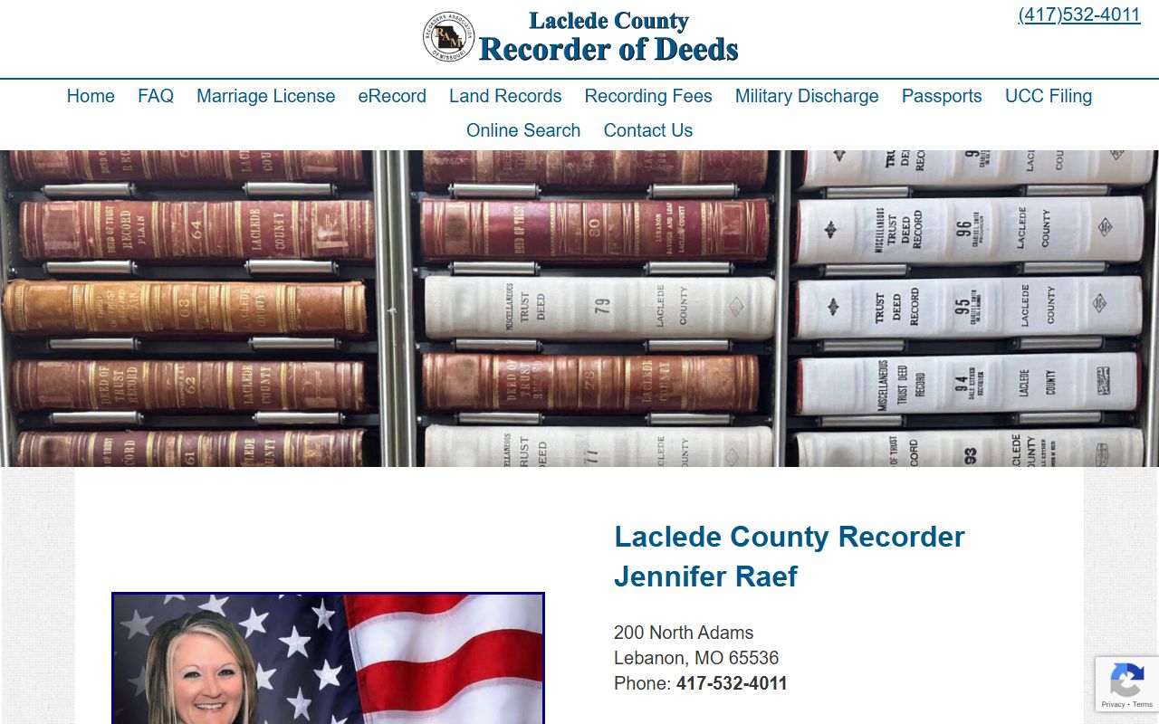 Laclede County Missouri Recorder of Deeds website for marriage records