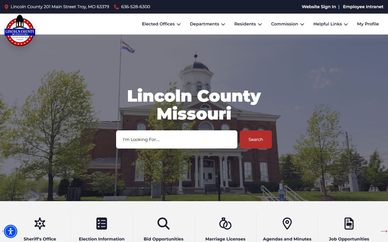 Lincoln County Missouri government website for marriage records