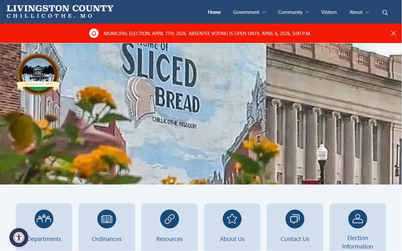 Livingston County Missouri government website for marriage records