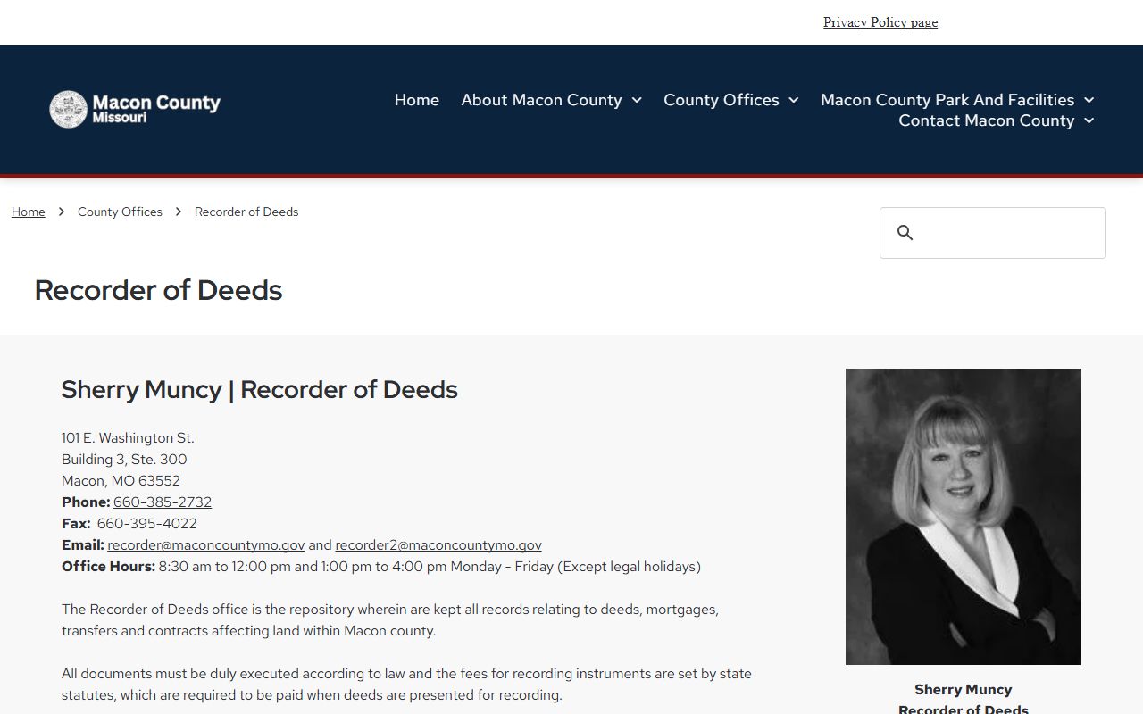 Macon County Missouri Recorder of Deeds marriage records office