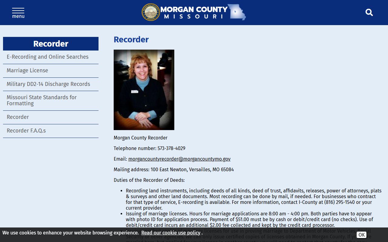 Morgan County Missouri Recorder of Deeds marriage records office