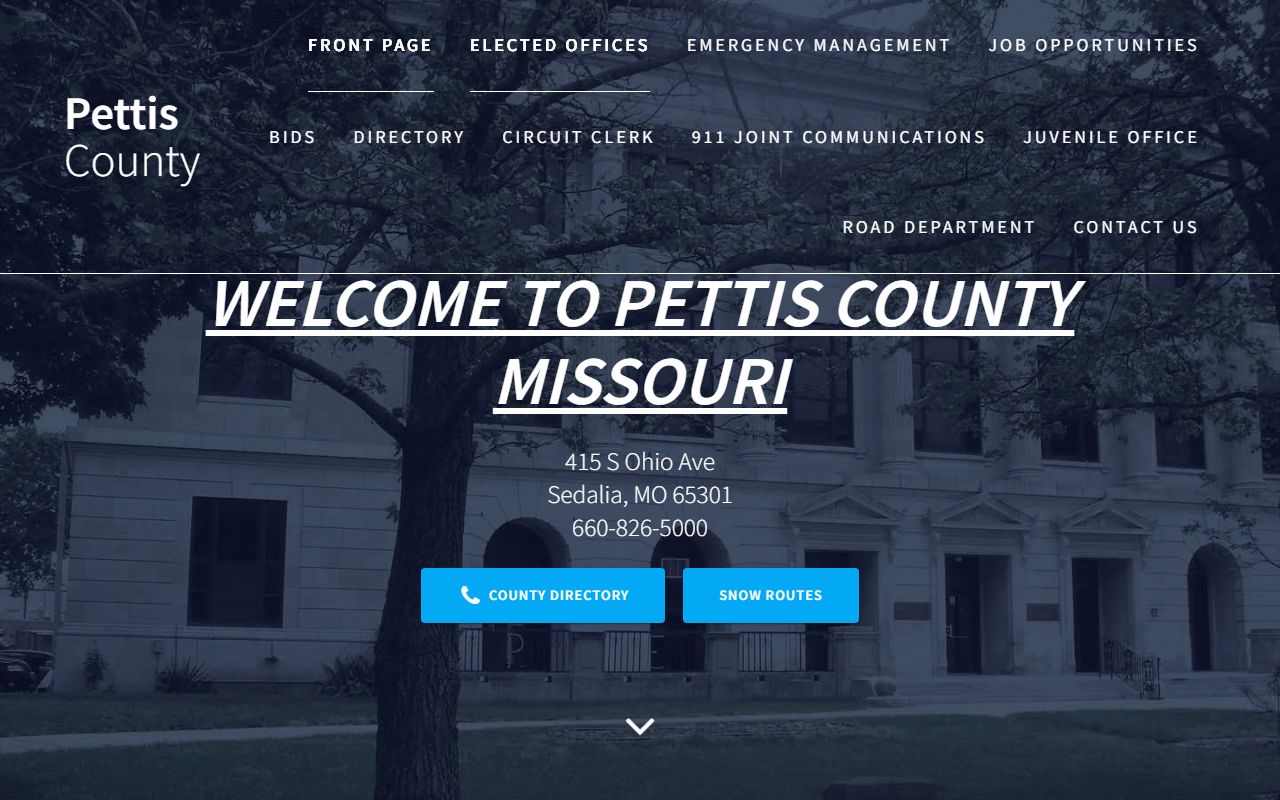 Pettis County Missouri government website for marriage records