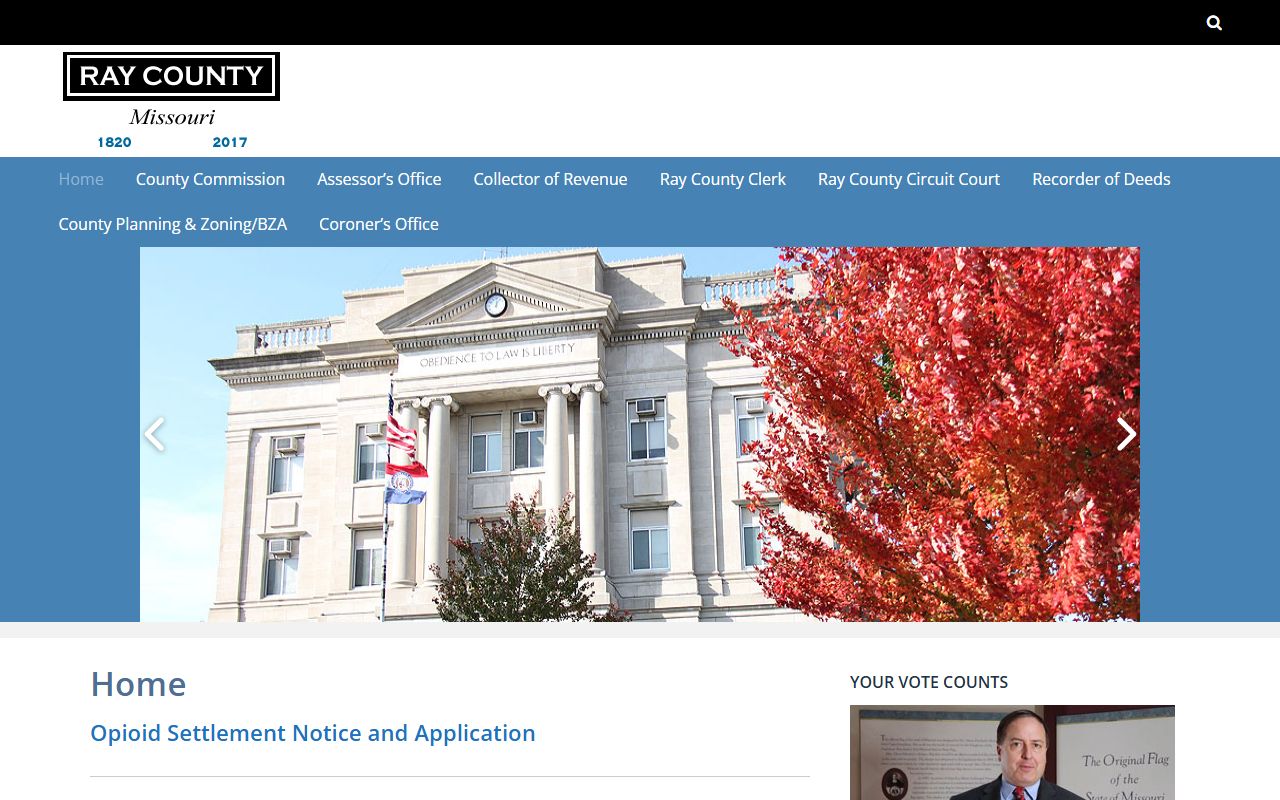 Ray County Missouri government website for marriage records