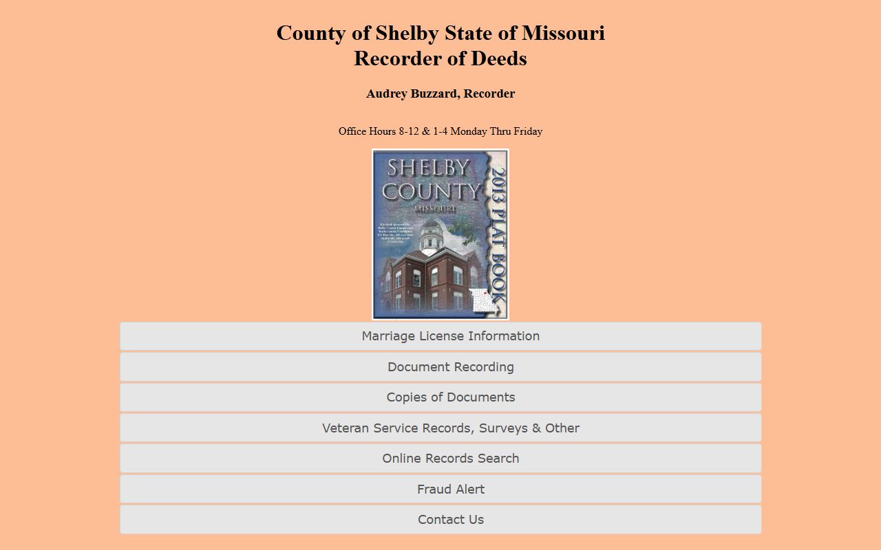 Shelby County Missouri marriage records recorder website