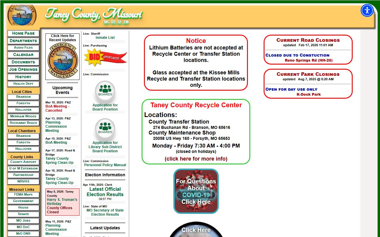 Taney County Missouri marriage records website and Recorder of Deeds