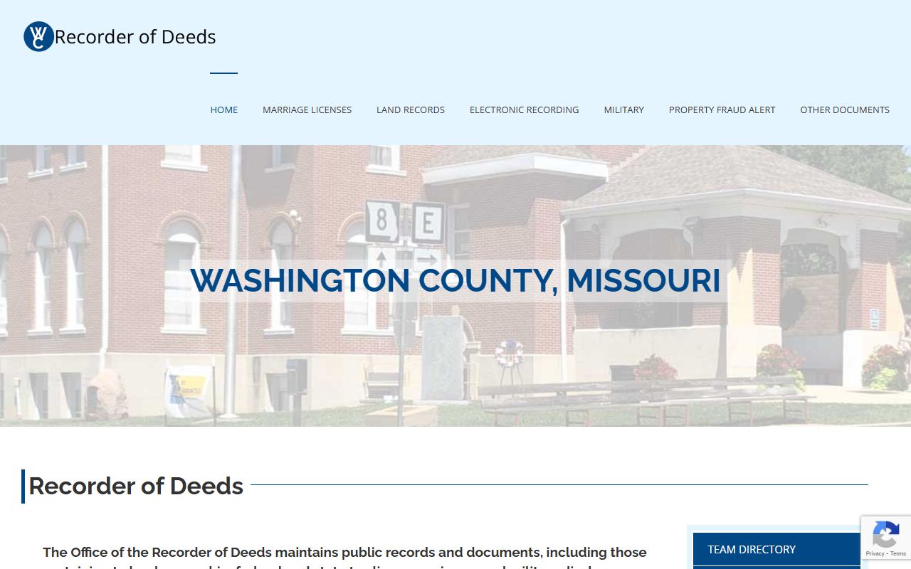 Washington County Missouri Recorder of Deeds for marriage records